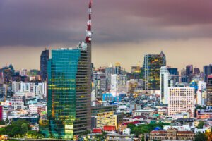 Bangkok, Thailand Cityscape At Dusk.