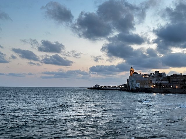 View of the Mediterranean and back of Church